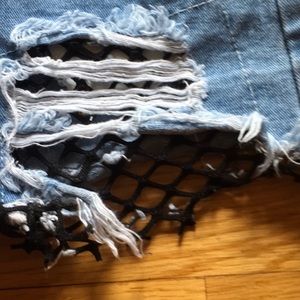 Jean shorts with fish net